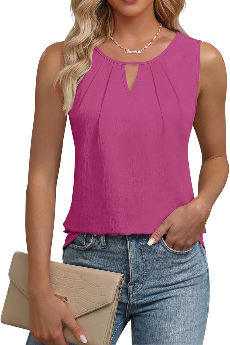 Tanktop Dames Zonder Mouwen Blouse Top Dames Basic Cami Zomer V-hals Tops Blouseshirt Vest