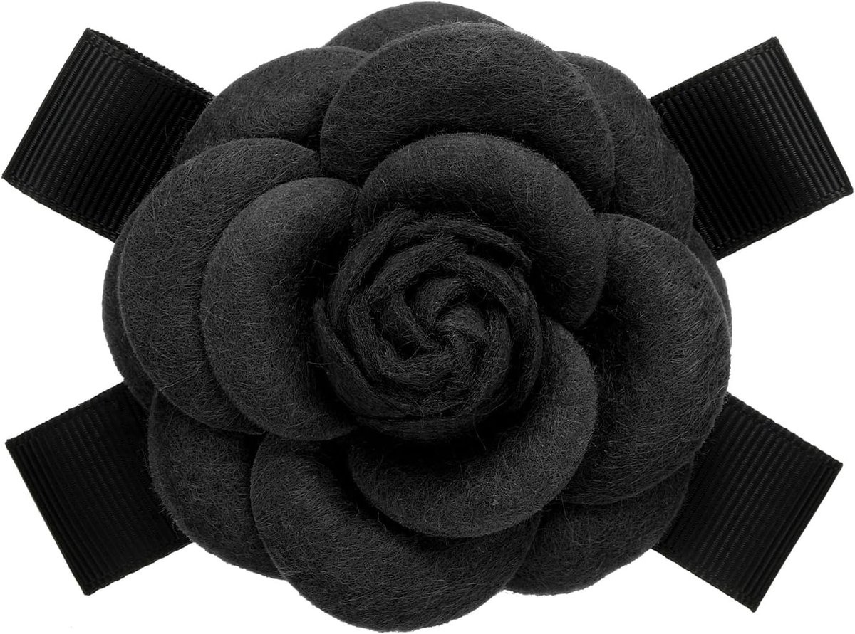 Broches, elegante faux wol bloem broches bloemen strik pinnen voor vrouwen hoed jurk shirt stropdas korset zwart