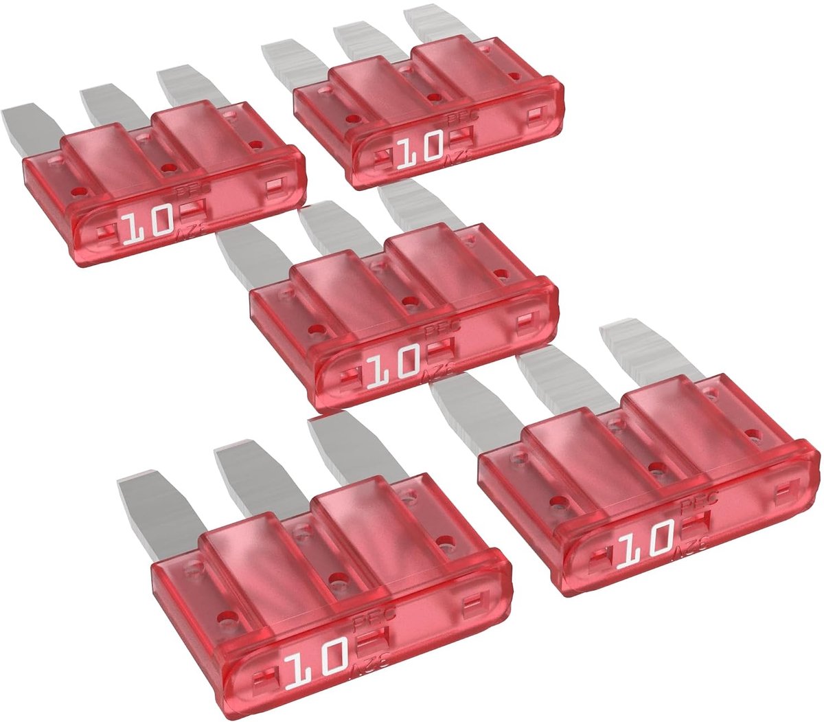 Platte stekkerzekeringen MikrOTO III 5A - 15A selectie: 10A Ampere rood, 5 stuks