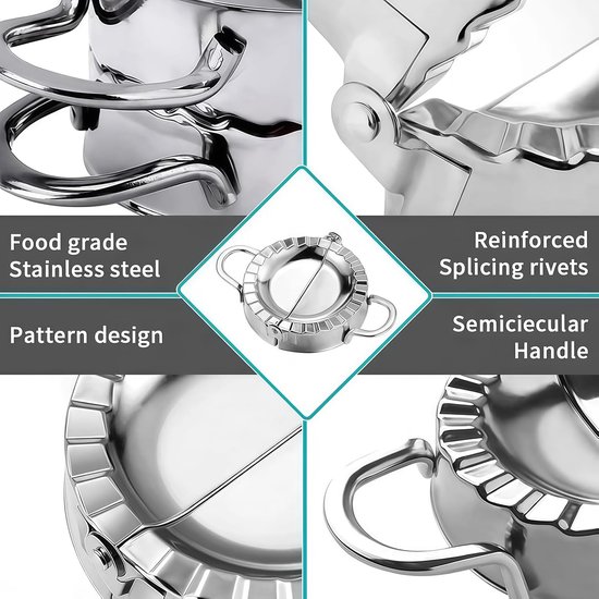 Ravioli, 2 stuks, roestvrij staal, uitsteekvormpjes, steekvormpjes, makers, ravioli-maker, deegzakvormer, set van 2 stuks — afbeelding 2