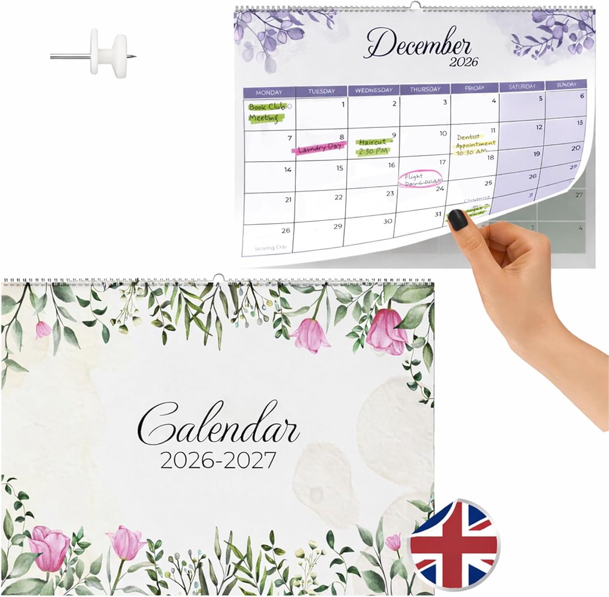 SnelShoppen - Wandkalender 2026-2027 - Natuur - 18 Maanden - Gezin Planner - Organiser - 30x21 cm - Perfecte Maandelijkse Organisatie