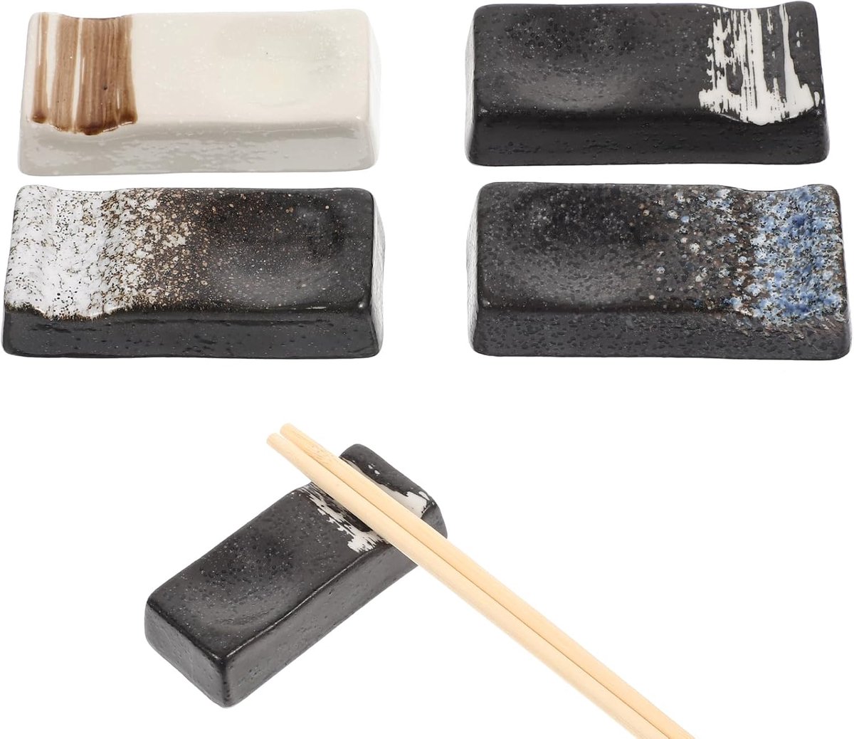 4 stuks eetstokjeshouders van keramiek, tafellepelhouder, keramiek, besteklade, tafeldecoratie, stokjes, plank, eetstokjes, houder, messenbankje, accessoires, Japanse stijl
