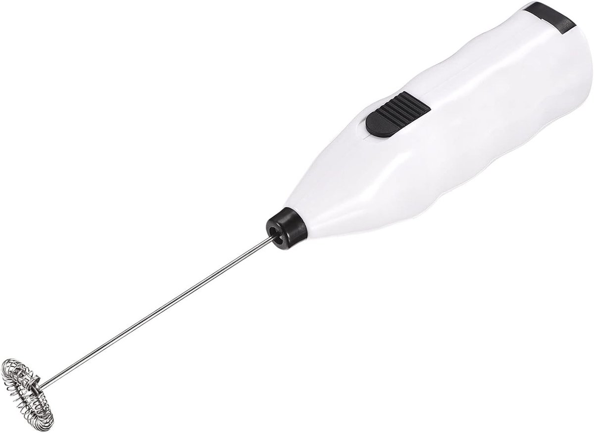 Sourcing map Mini elektrische glazen mixer op batterijen roeren elektrische mixer voor DIY glitterbeker wit