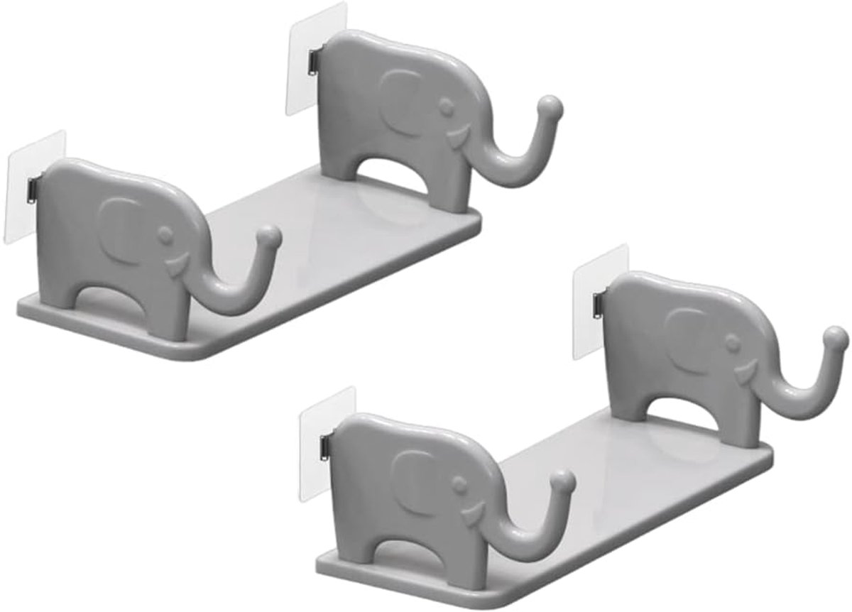 2 Pack Drijvende Wandplanken Kleine Bluetooth-luidsprekers Muur Stents Display Plank Geen Boor Wandmontage Opbergrek, voor Slaapkamer Badkamer Woonkamer Keuken Muur Decor en Opslag, Grijs