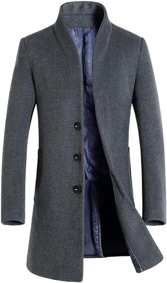 Heren winter slim fit wollen jas zakelijke cover slanke lange windjack jassen