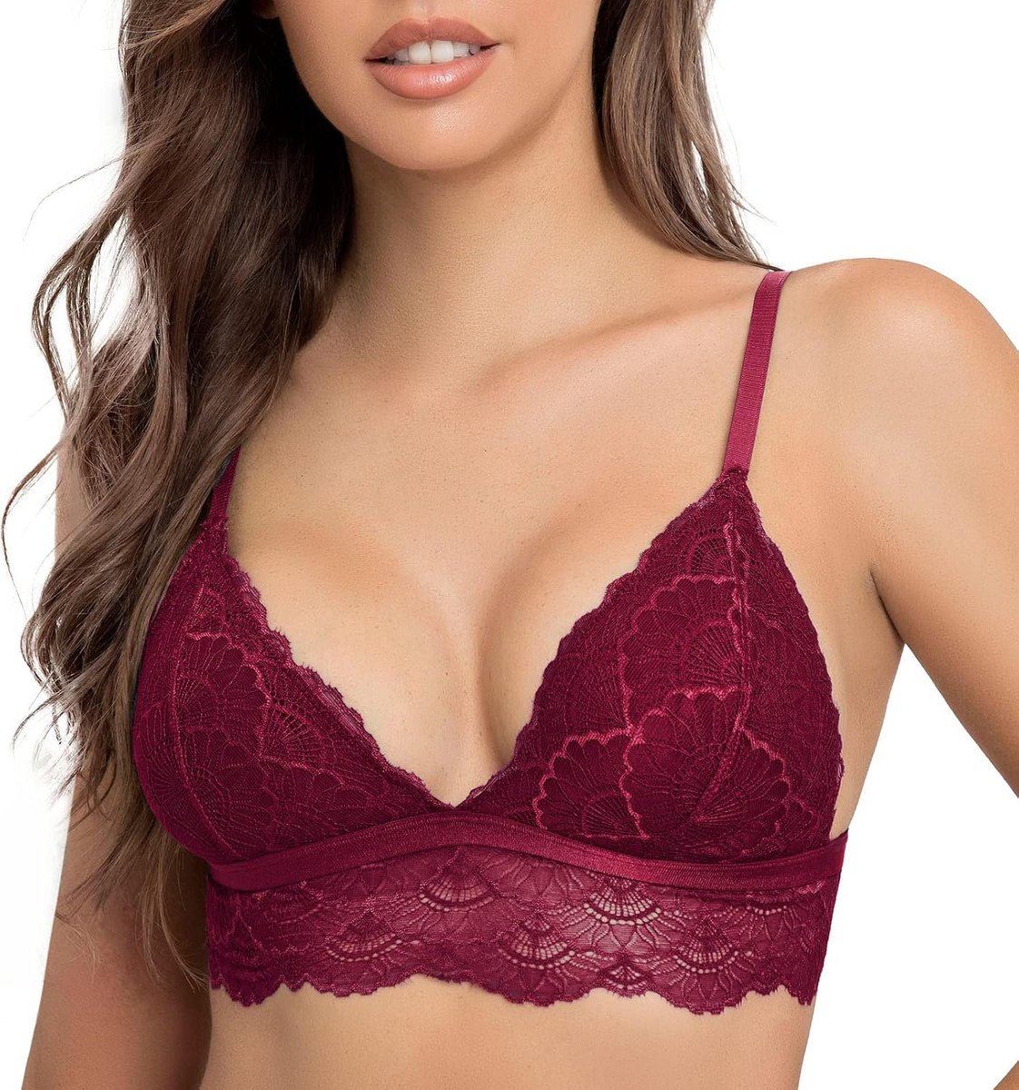 Dames Lace Bralette Met Uitneembare Pads Floral Lace Bra Verstelbare Schouderband