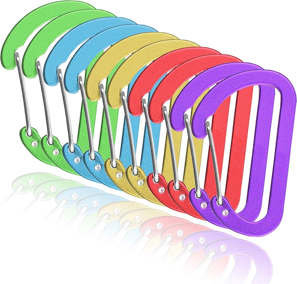 10 stuks karabijnhaken voor sleutelhangers, klimgesp, geveerde karabijnhaak van aluminium, kleine klimgesp, karabijnhaakslot voor kamperen, vissen, wandelen of reizen