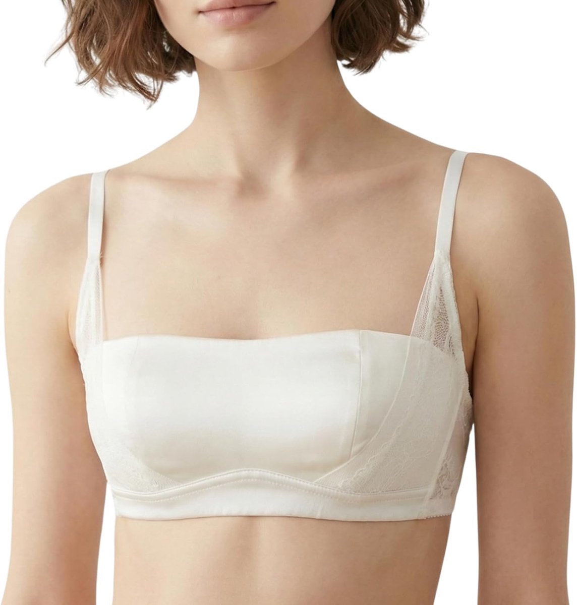 Satijnen bralette voor dames, demi balconette-beha | Draadloze beha met vierkante hals, lichte push-up, gewatteerde beha's, ademend voor dagelijks gebruik