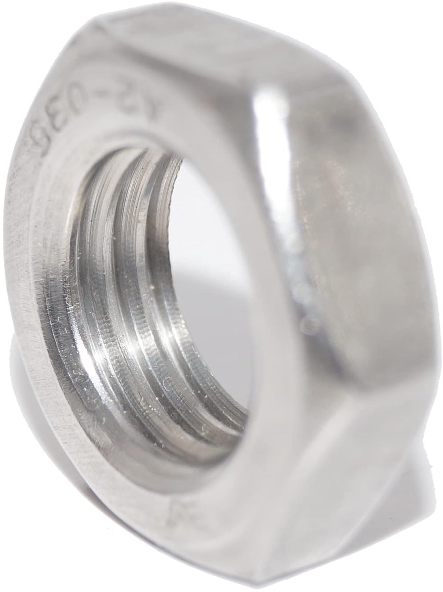 Zeskantmoeren M6 50 stuks lage vorm DIN 439 A2 roestvrij stalen moeren V2A zeskantmoeren