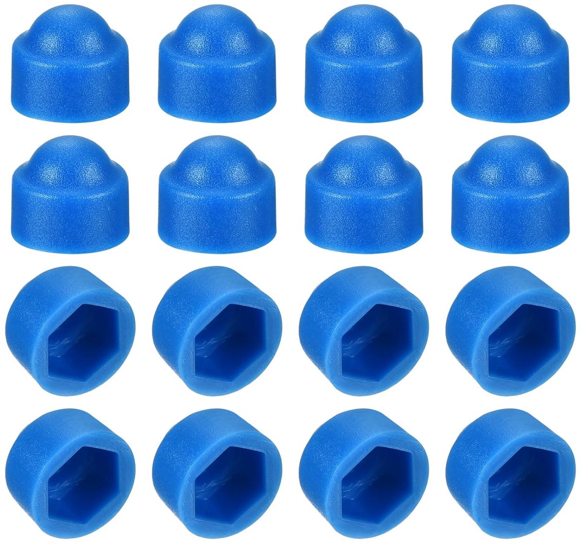 Afdekking zeskantmoer, M5, blauw, kunststof koepelmoer, beschermafdekking, moeren, bouten voor zeskantschroeven, bouten, 50 stuks