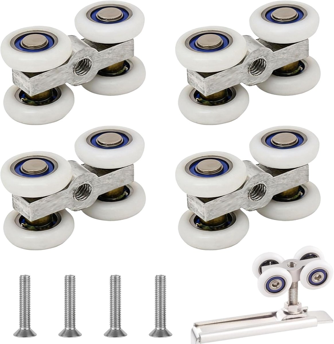4 stuks wieltjes voor schuifdeuren Ø 20 mm, schuifdeurrollen | wielen voor schuifdeuren met M6 opening, loopwielen voor schuifdeur, geschikt voor glazen deuren, kastdeuren en ramen