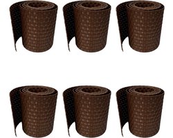 WorkingHOUSE Vlechtband Hekwerk Polyrotan 6x 255cm x19cm Lichtbruin | Weerbestendig & onderhoudsvrij - moderne 3D rotan-look, UV-bestendig