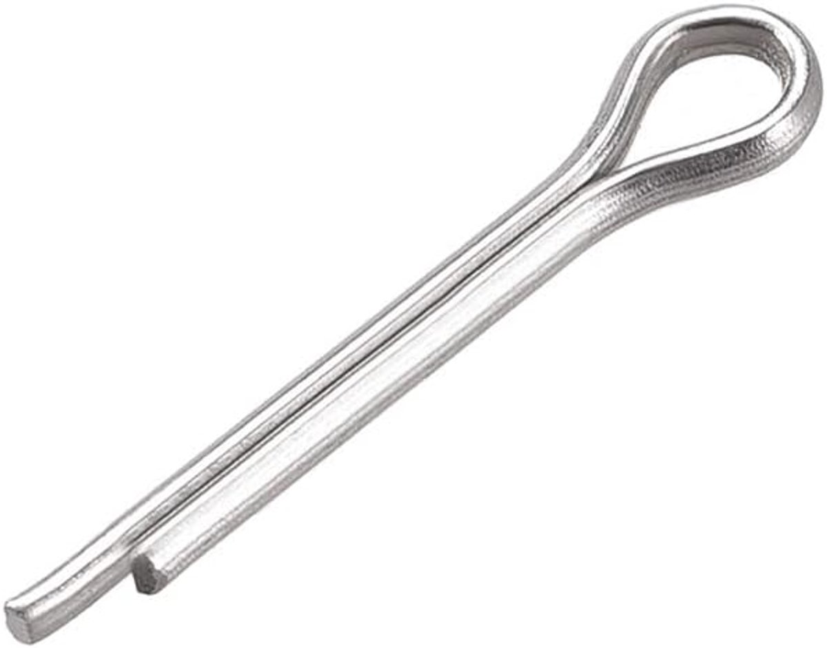 Sourcing map 30 stuks Splint Pen 1,5 mm x 10 mm 2 tanden zilverkleurig 304 roestvrij staal
