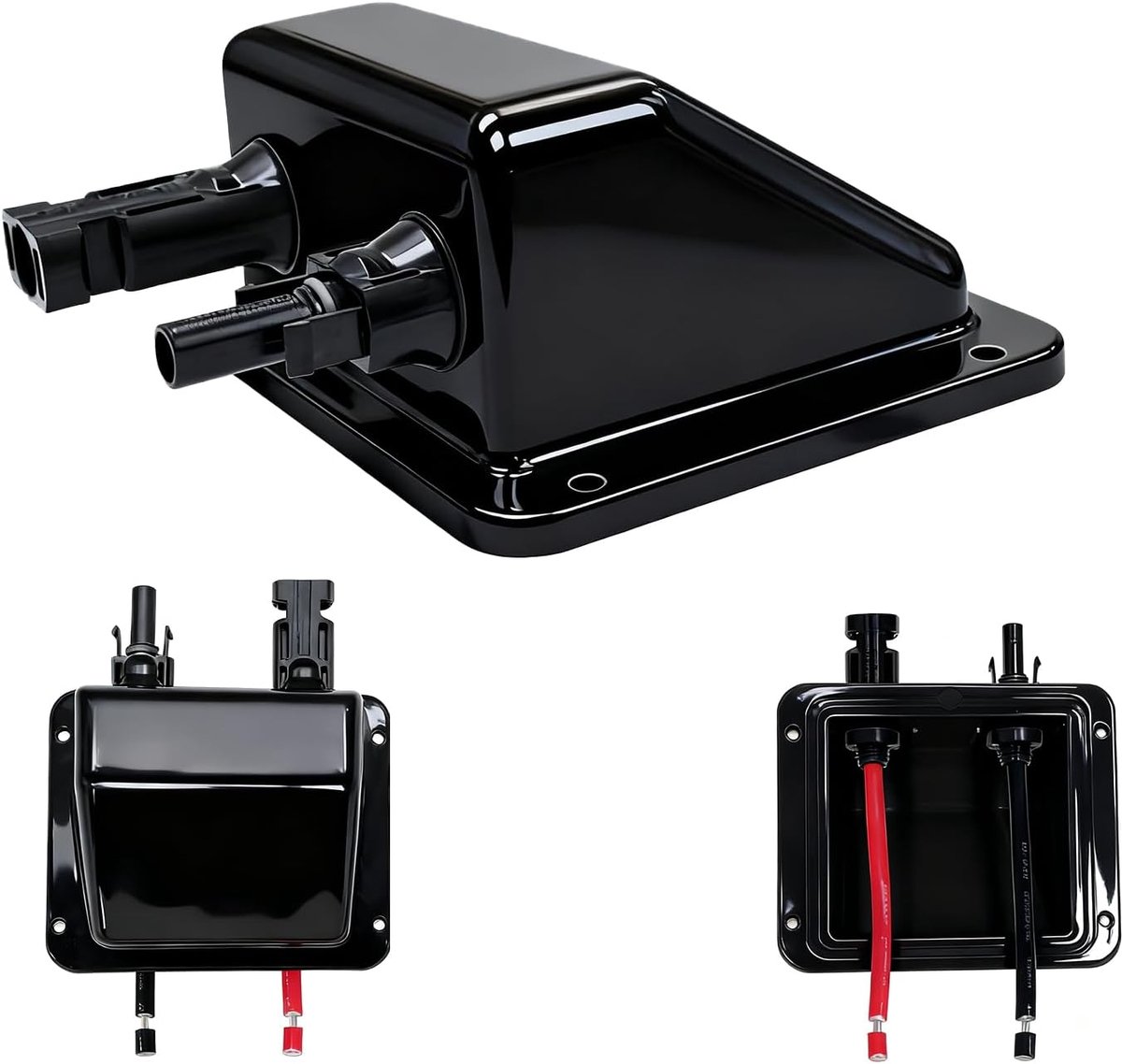 Waterdichte dubbele kabelinvoerschroefverbinding, UV-bestendigheid, dubbele kabelinvoerbehuizing voor zonneproject, airconditioning, camper, caravan, boot (0,33 ft, 10 AWG, zwarte kleur)
