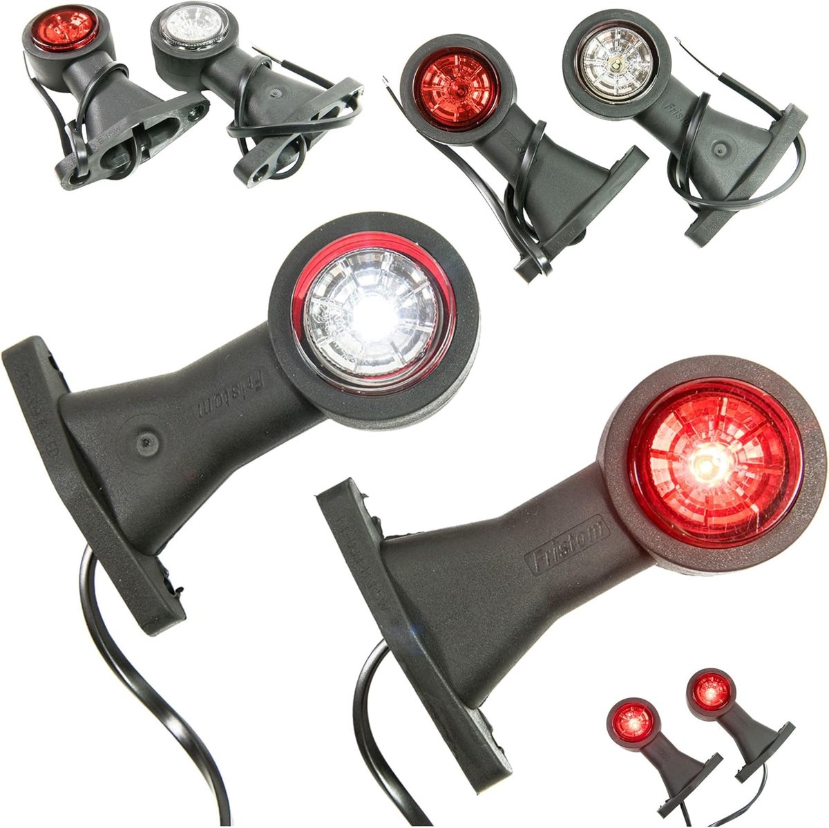 2 x LED rubber zijlicht 12V 24V met goedkeuring E positielicht auto vrachtwagen caravan lamp wit rood lang