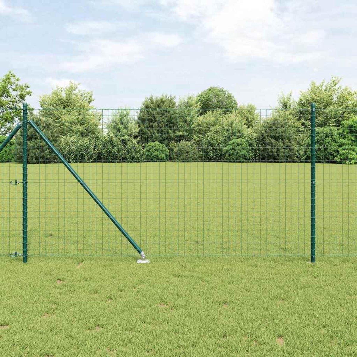 Tuinhek van metaal, omheiningen, weerbestendig en gepoedercoat, stabiele inkijkbescherming voor terras, erf en tuinen, groen, 25 x 1,2 m (50 x 50 mm mesh), spikeanchorfix)