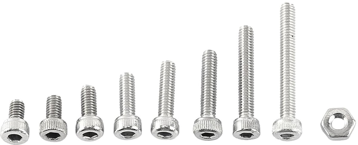 Moeren en Bouten, 300pcs M2.5 A2 Roestvrij Staal Hex Socket Schroeven schroef Met zeskantmoeren Assortiment, Heldere Afwerking (A: Cap hoofd)