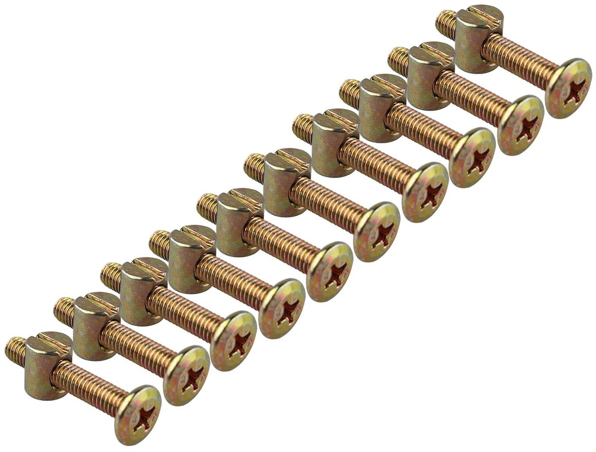 Inbusschroef met sleufmoer, M6, voor meubels, kinderbed, houten bed, stoel, 10 stuks M6*35MM