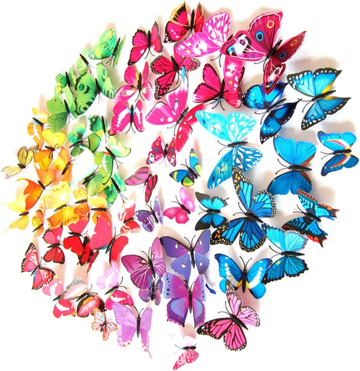 3D Vlinder Wanddecoratie 72 Stuks - Multi-Kleur PVC - Duurzaam en Makkelijk Schoon Te Maken - Perfect voor Kinderen - SnelShoppen
