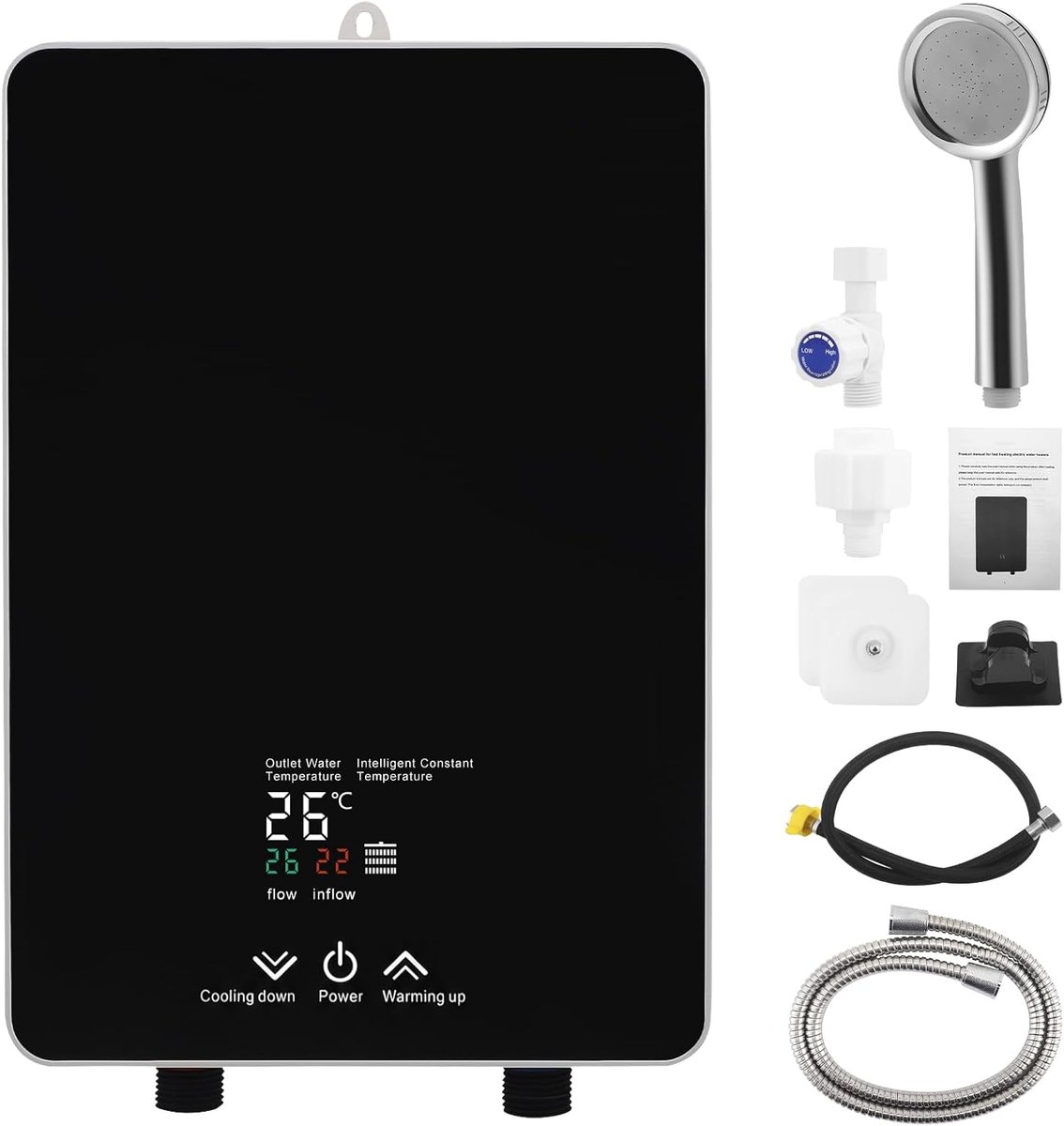 Doorstroomwaterverwarmer 5500 W - Elektronisch geregeld - LED-display - Direct warm water voor badkamer - SnelShoppen