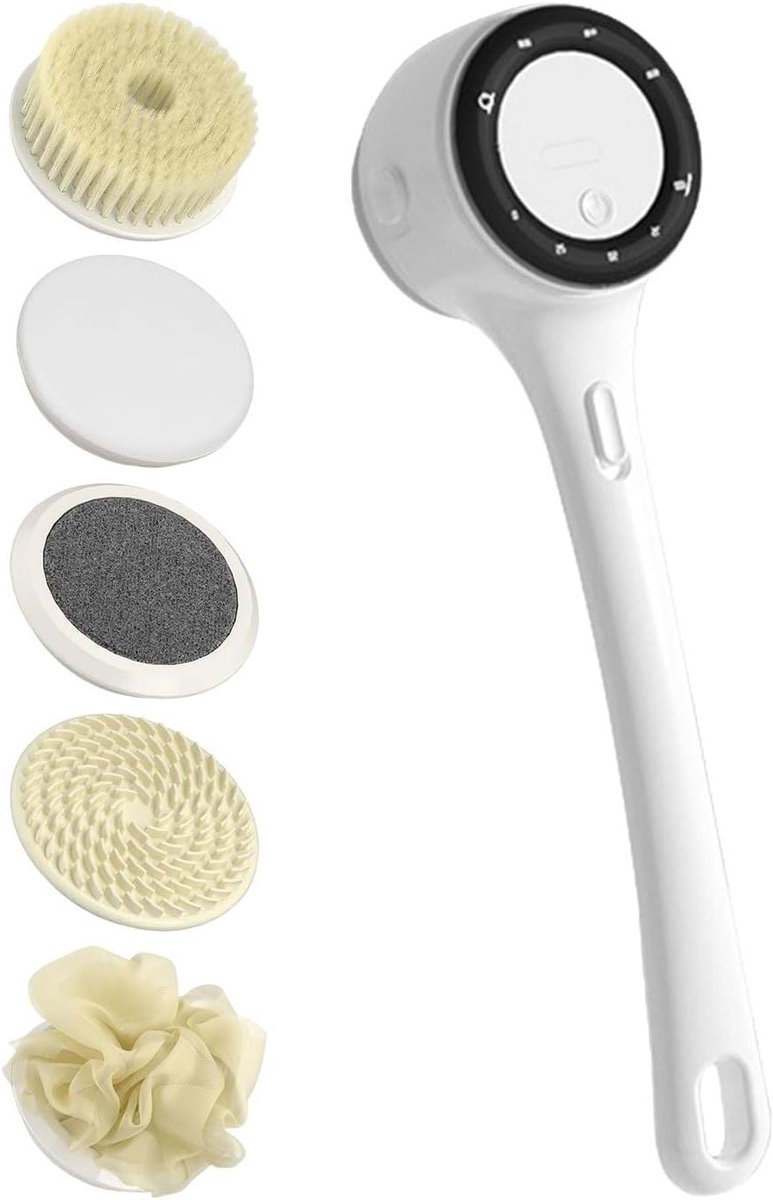 Elektrische Badborstel - Lichaamsborstel Rugscrubber - Douche Reiniging - Verstelbare Intensiteit - 36 x 9 x 8 cm - Wit