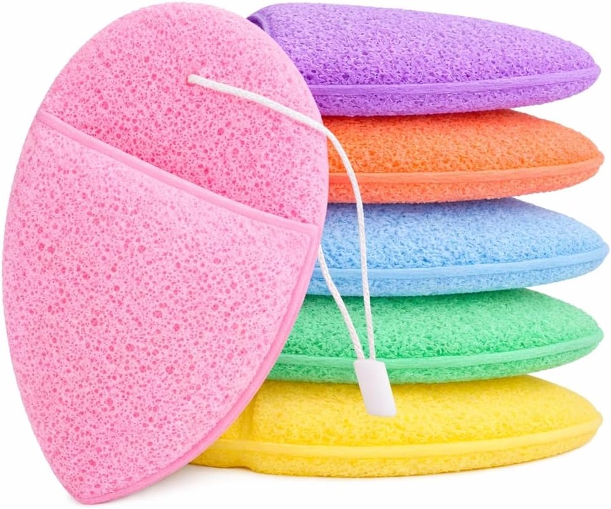 Gezichtssponzen 6 stuks - Professionele herbruikbare reinigingspads - Kleurvol - Voor make-up verwijderen - SnelShoppen