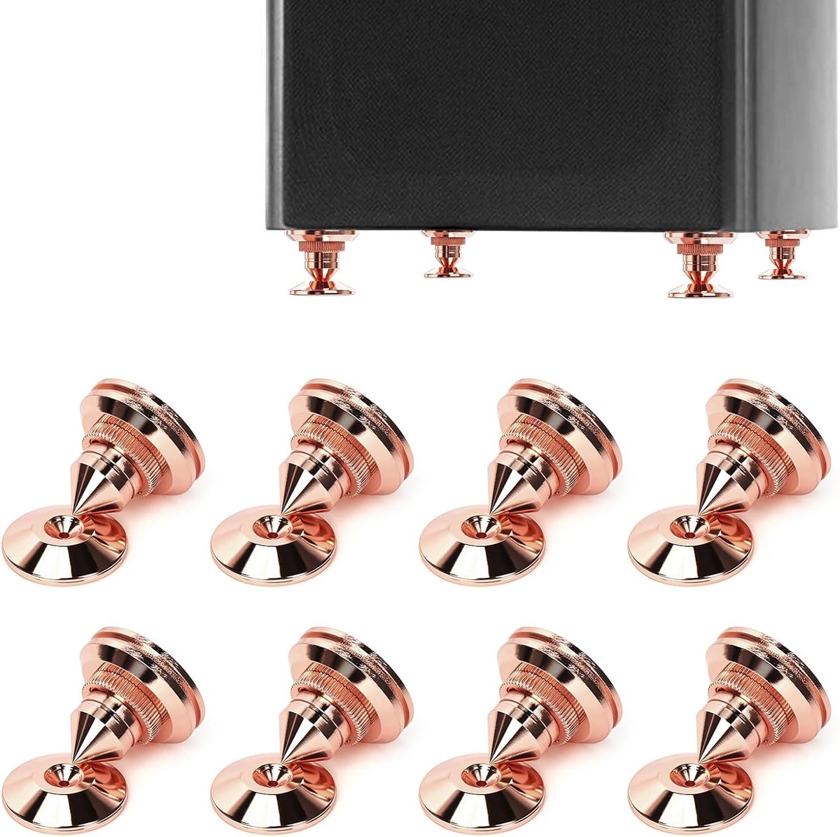 Luidsprekerspikes 8 stuks - roségoud - verguld messing - voor betere geluidsisolatie - SnelShoppen