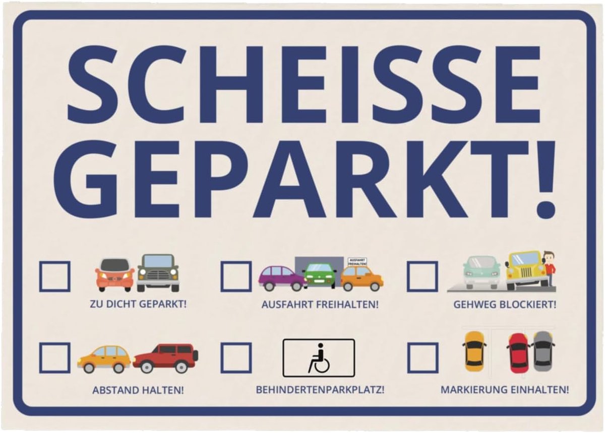 Notitieboekje voor voorruit - Scheisse Geparkt! Comic Edition - 50 vellen - Leuk cadeau voor rijbewijs - SnelShoppen