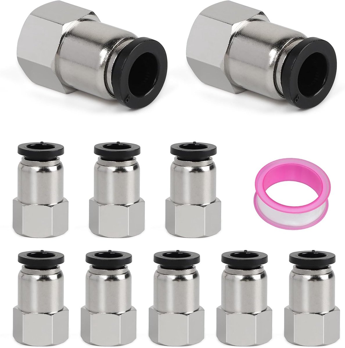 Pneumatische connector G1/4 BSP vrouwelijk - set van 10 - met Teflon tape - perfecte lucht slang adapter - SnelShoppen