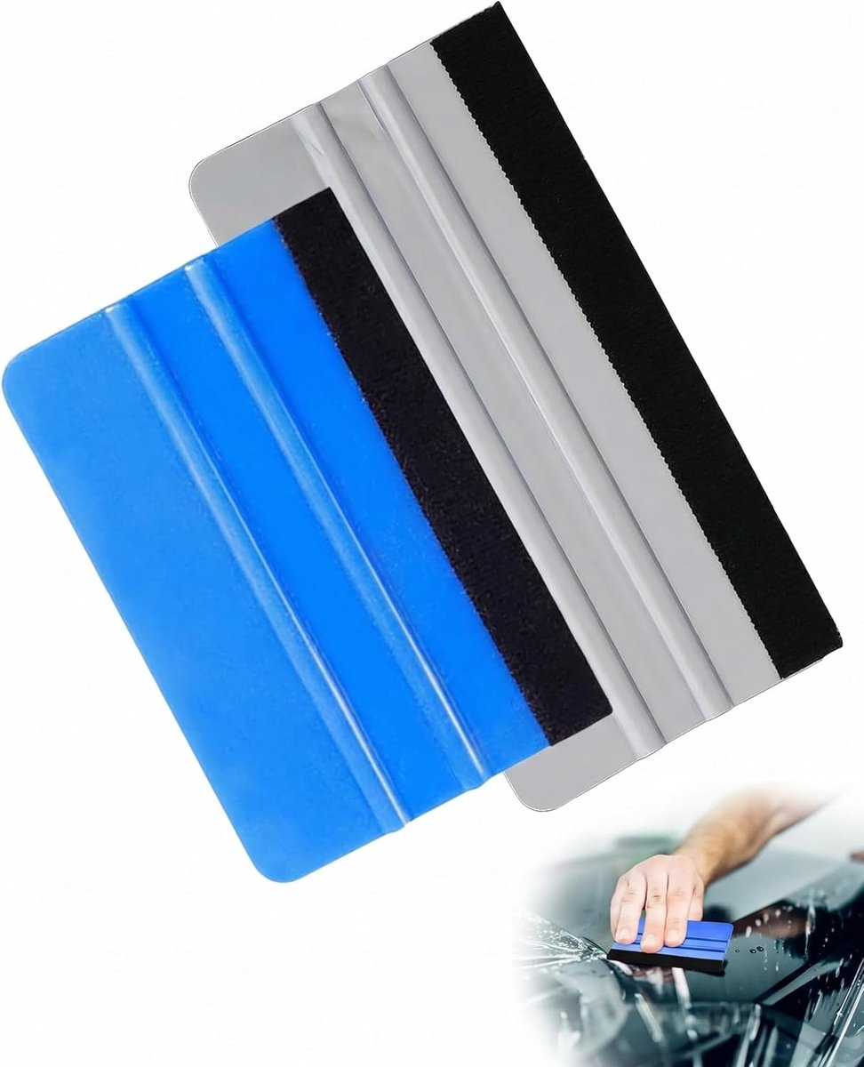 Marouflette vierkante trekker voor folie - set van 2: 10 cm blauw en 15 cm zilver - zonder luchtbellen of krassen - SnelShoppen