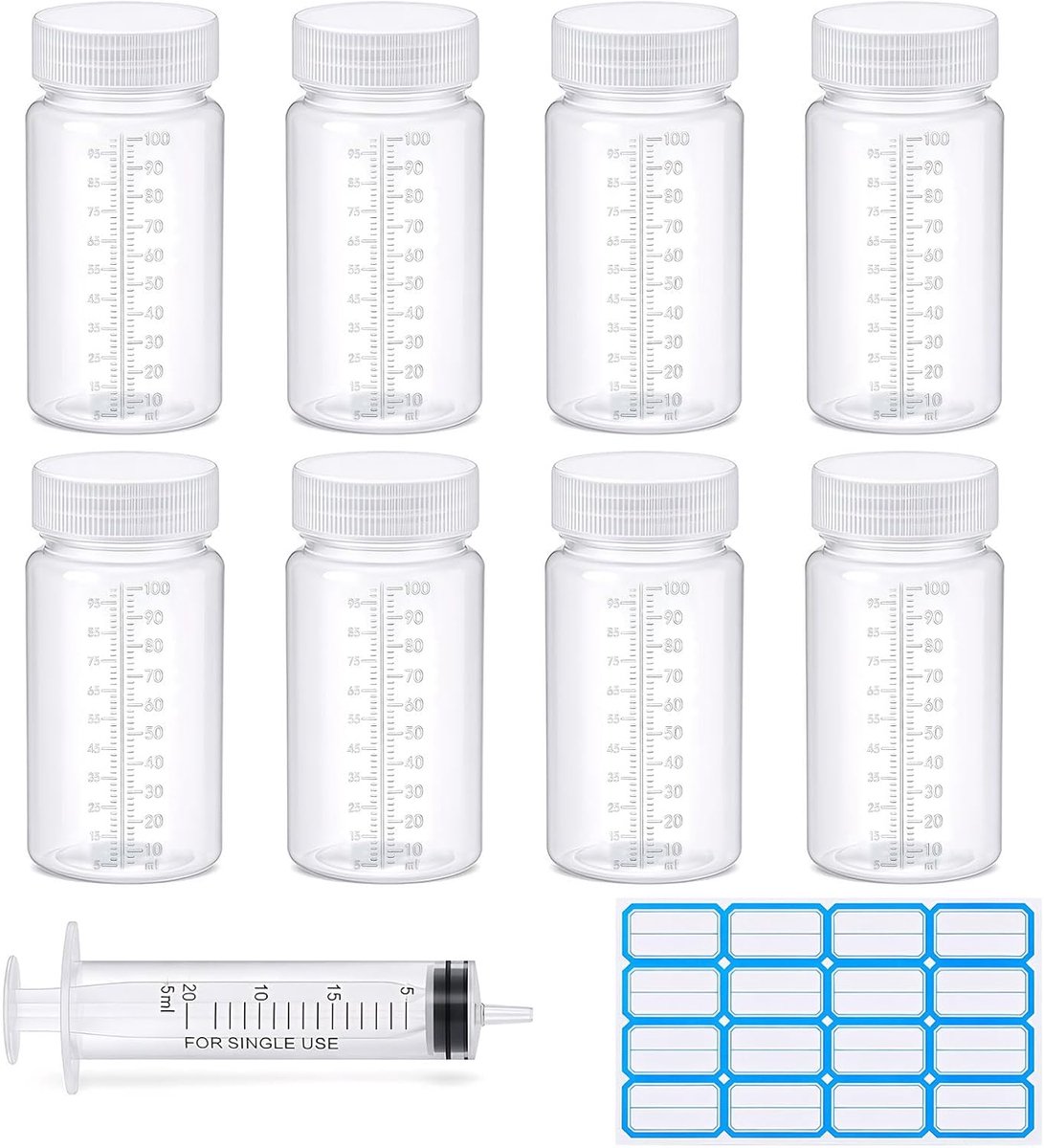 Plastic flessen 100 ml - breednekkig - lekdicht - ideaal voor monsters - SnelShoppen