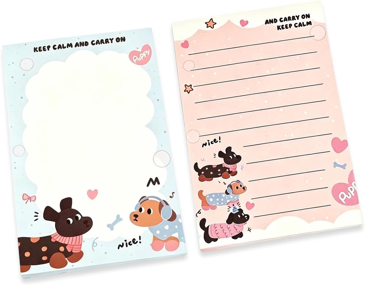 Notitieblok set van 2 stuks - schattig hondendesign - Kawaii schrijfwaren - ideaal voor school en kantoor - SnelShoppen