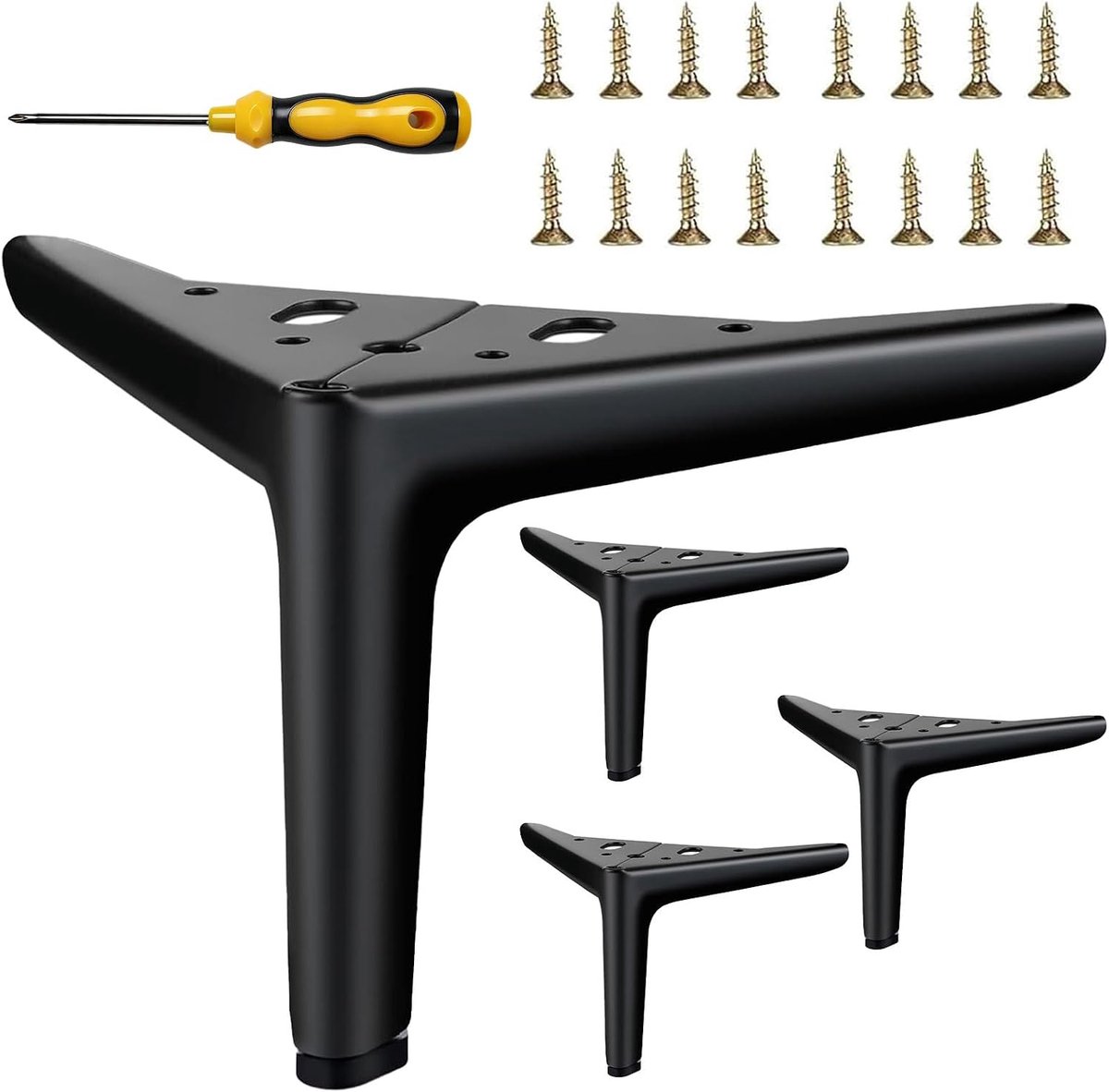 Meubelpoten zwart 12 cm - metalen vervangingspoten - modern design - voor meubels en kasten - SnelShoppen