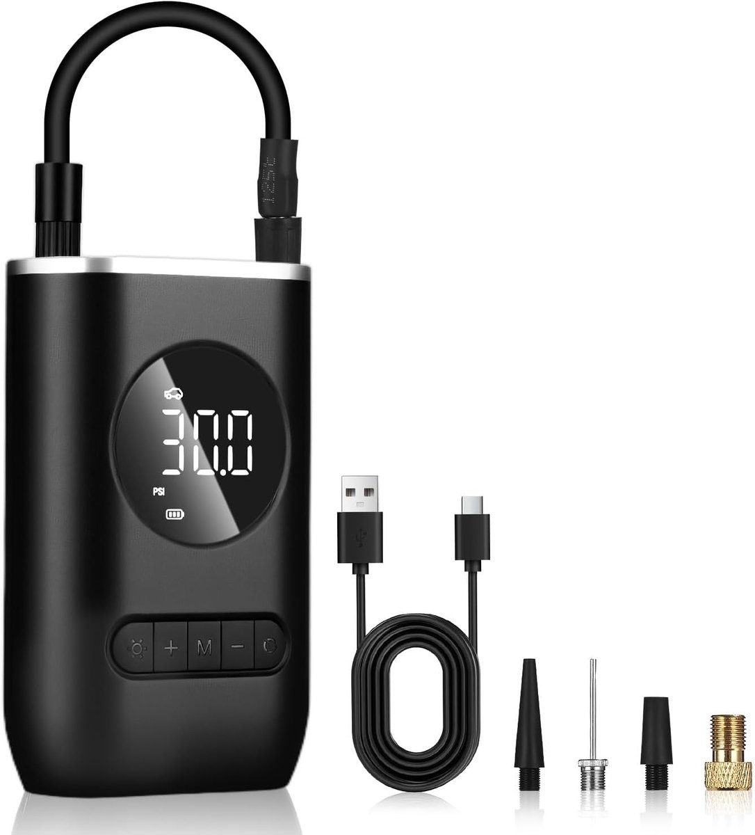 Draadloze Auto Bandenpomp 4000mAh - Mini Draagbare Luchtcompressor 150 PSI - Met LED Licht en Type-C Opladen - SnelShoppen