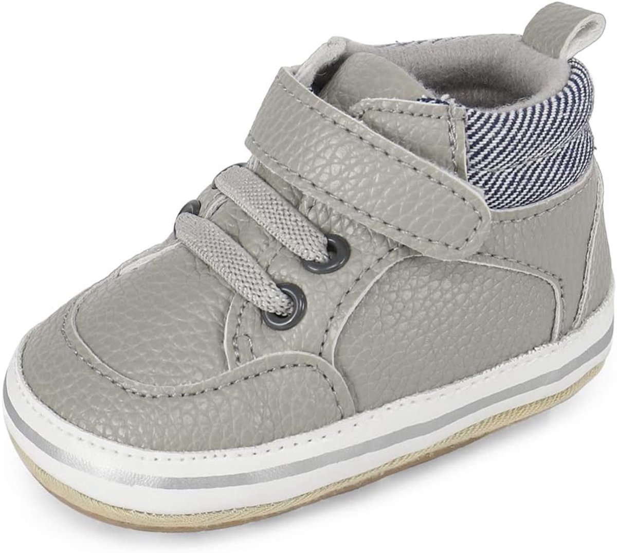 Baby schoenen - zacht leer - grijs 2 - comfortabele non-slip zolen - SnelShoppen