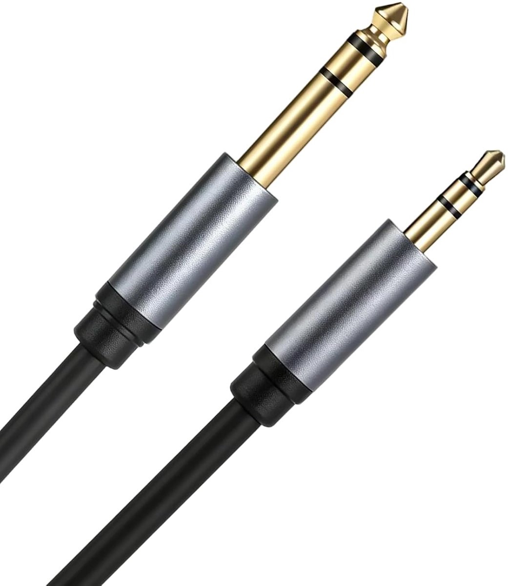 6.35mm naar 3.5mm kabel 2m - goudplated - heavy-duty stereo aansluiting - ideaal voor audioapparatuur - SnelShoppen
