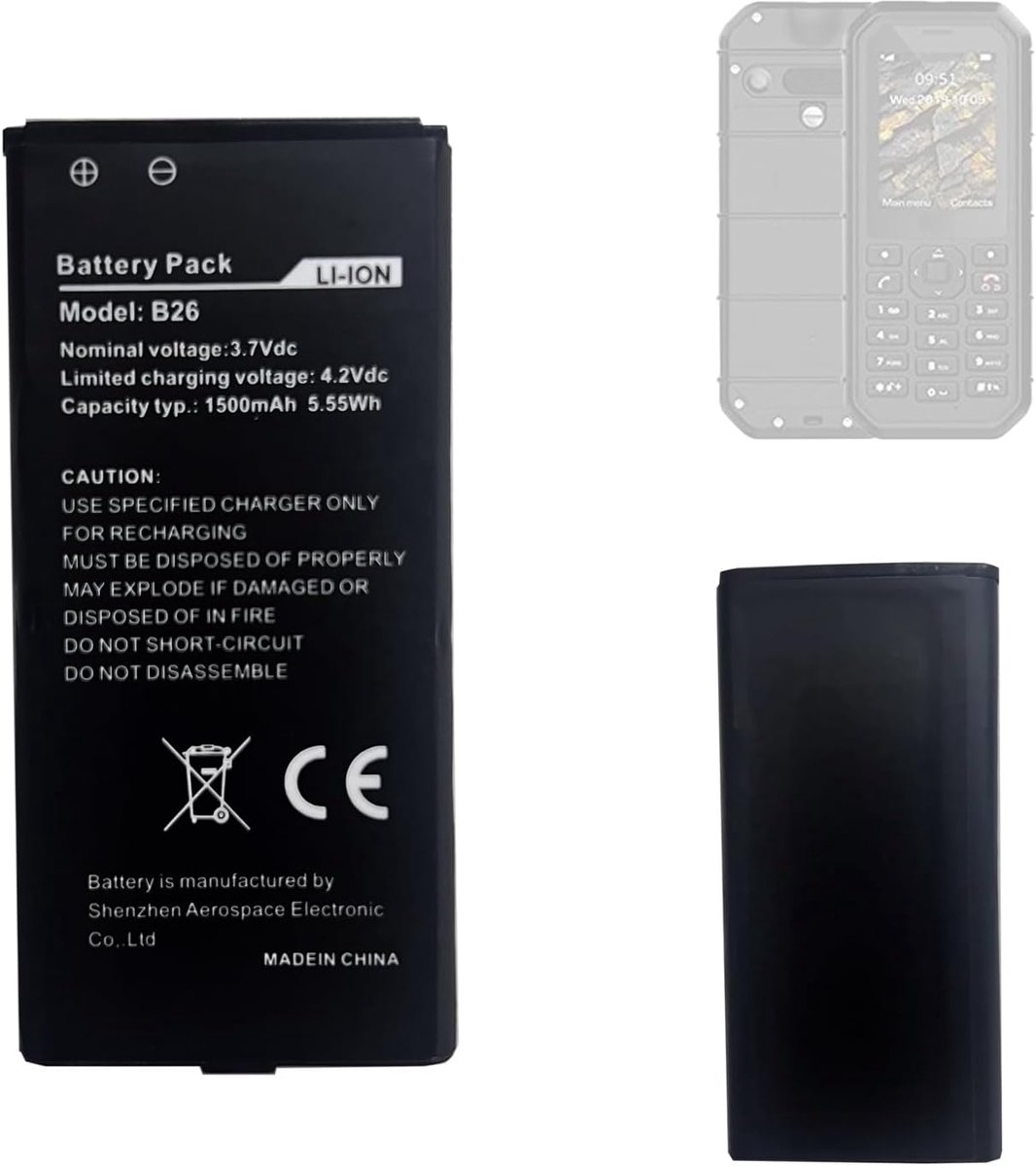 Vervangende batterij B26 - Compatibel met Caterpillar B26 telefoon - Hoogwaardige A+ cellen - ShopVlot
