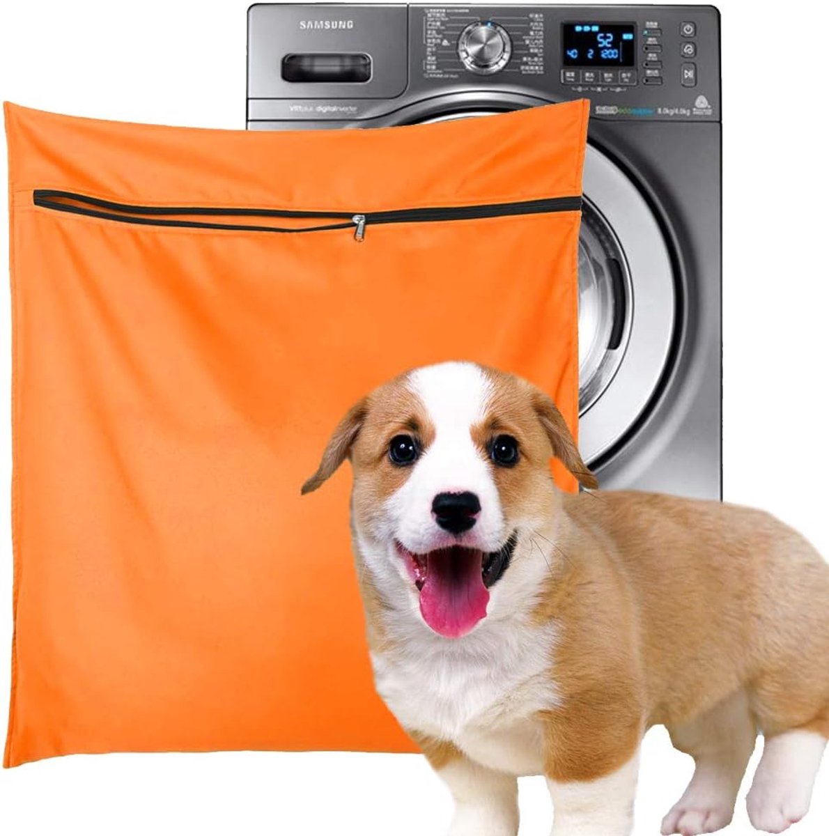 Huisdier waszak Jumbo - Blauwe filter voor wasmachine - YKK-rits - Beschermt tegen dierenharen - ShopVlot