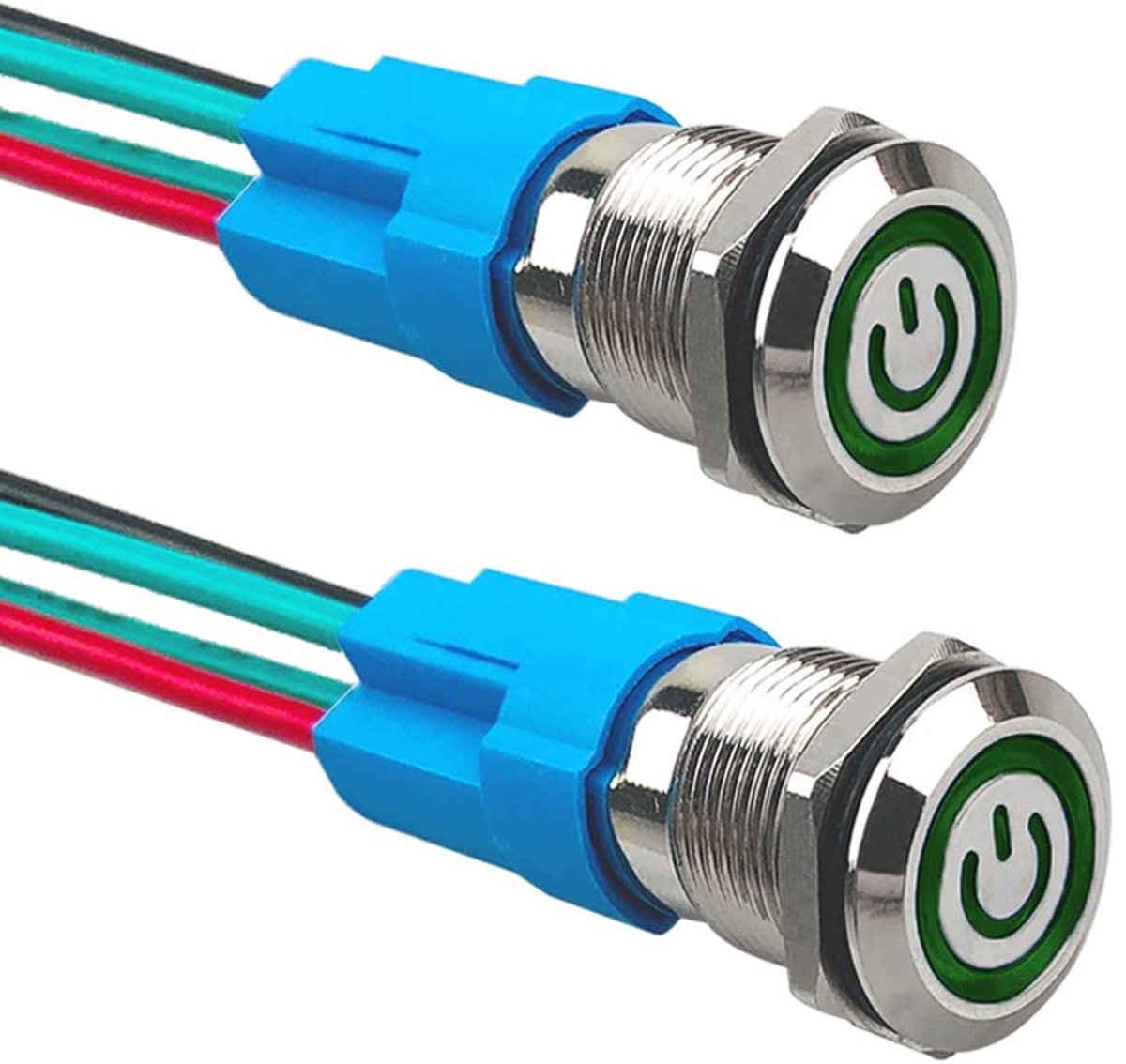 Drukknopschakelaar 12 mm - RVS - Waterdicht IP66 - Eenvoudige installatie met LED - ShopVlot