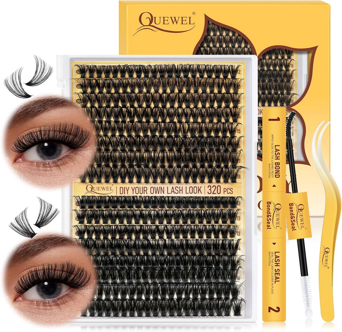 Wimperextensions Set 320 Stuks - 60D + 80D - MIX 12-18 mm - Eenvoudig Betoverende Ogen Thuis Creëren - ShopVlot