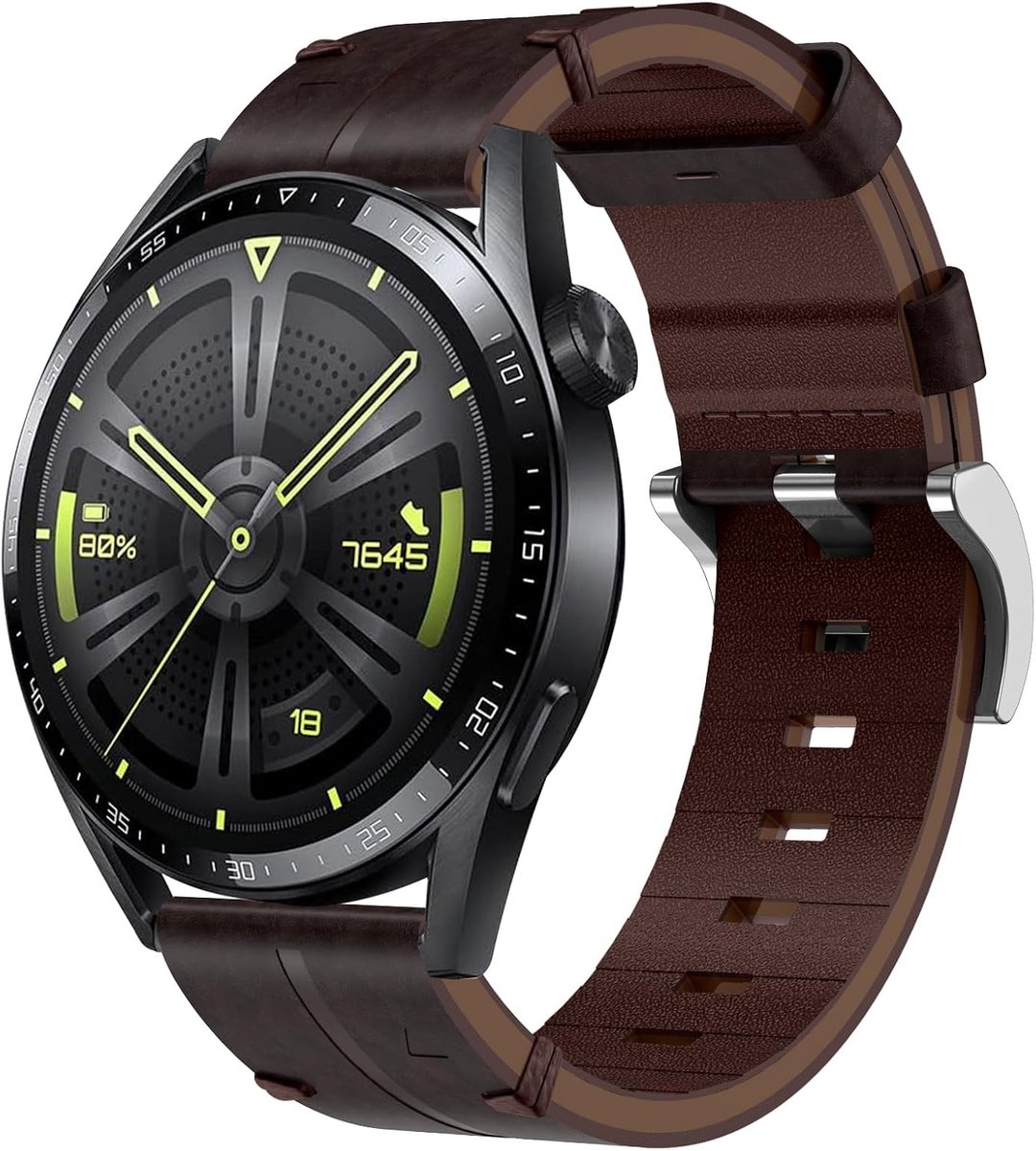 Leren Horlogeband 22mm - Donkerbruin - Snelle bevestiging - Geschikt voor Hua White Watch GT 2e/GT Runner - ShopVlot