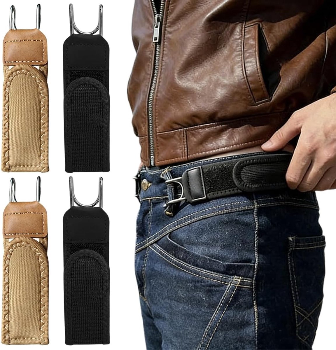 Riemen zonder gesp 4 stuks - elastische riem met metalen haken - onzichtbare tailleriem - ShopVlot