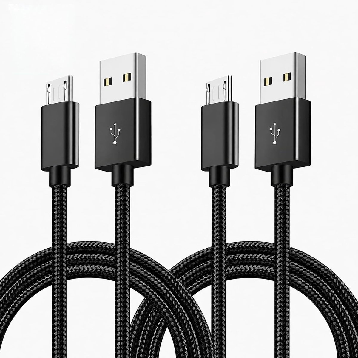 micro-USB-kabel 2 m - 2 stuks - stevig en flexibel - ideaal voor opladen - ShopVlot