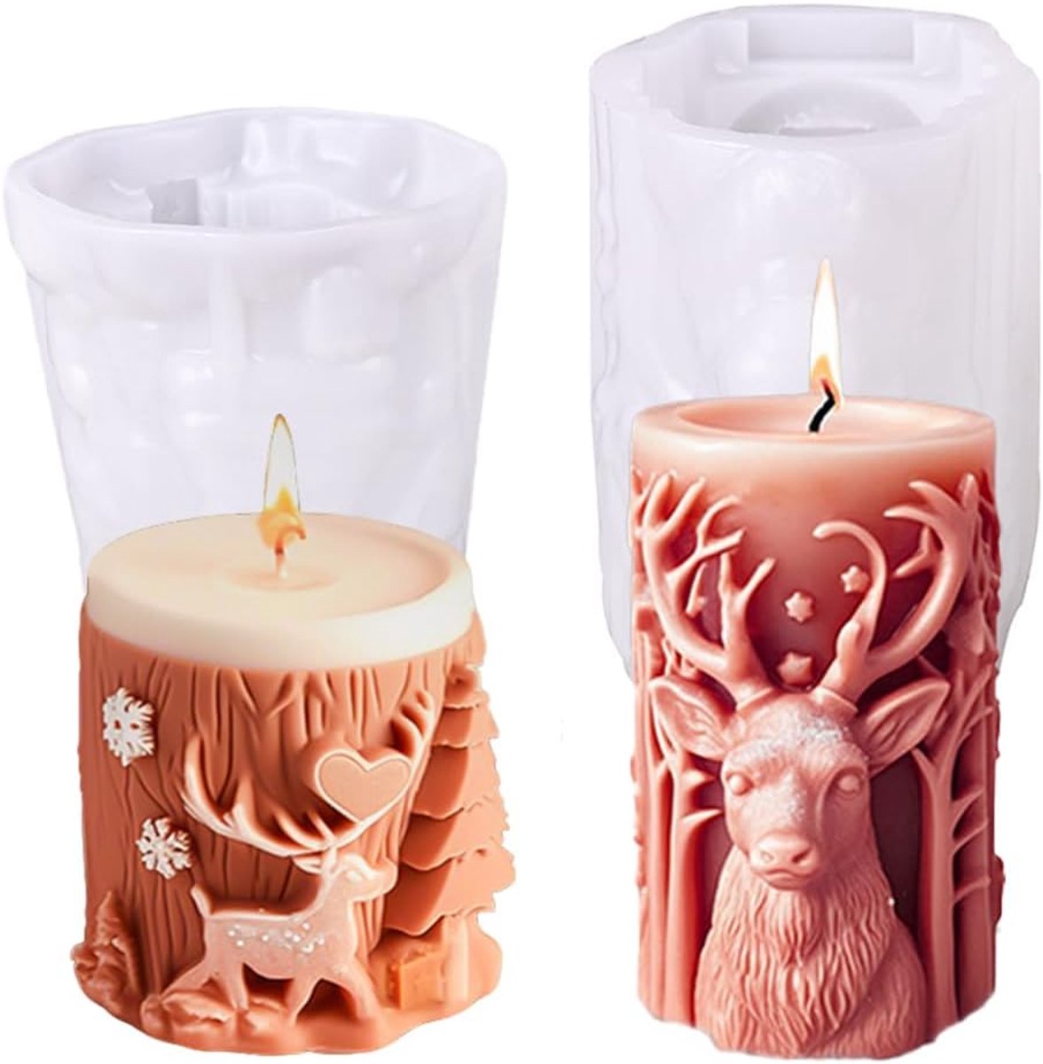 Silicone kaarsenmal kerst - 2 stuks - hoogwaardig silicone - voor unieke kerstdecoratie - ShopVlot