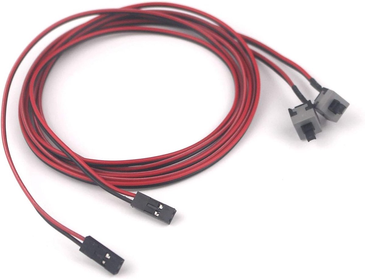 Computer reset schakelaar 100 cm - 2Pcs aan/uit knop - Plug & play - Eenvoudig te installeren - ShopVlot