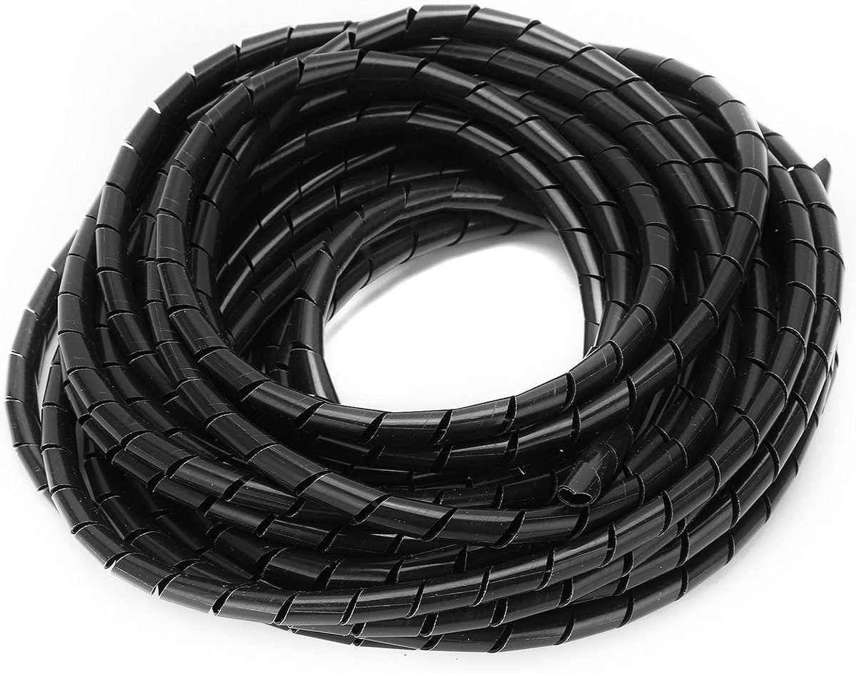 Spiraalvormige draadomslag kabel 10 meter - flexibele kabelorganisator - zwart φ8 mm - eenvoudig te gebruiken - ShopVlot