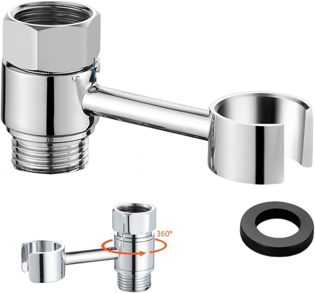 Douchehouder 20mm - chroom gepolijst messing - 360 graden draaibaar - eenvoudig te installeren zonder boren - ShopVlot