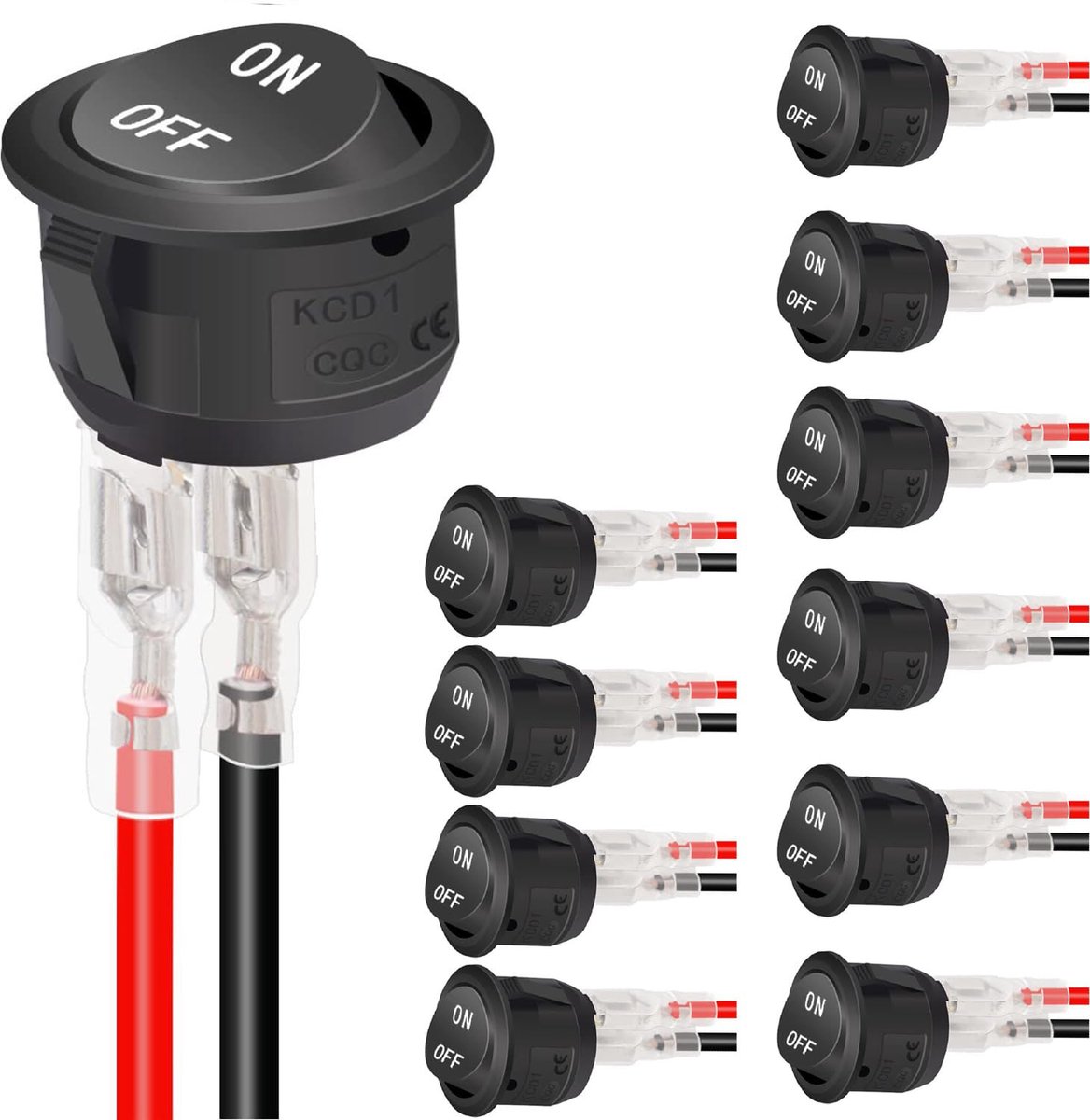 Ronde rocker schakelaar 12V - 2-pin ON-OFF schakelaar - SPST mini schakelaar - ideaal voor voertuigverlichting - ShopVlot