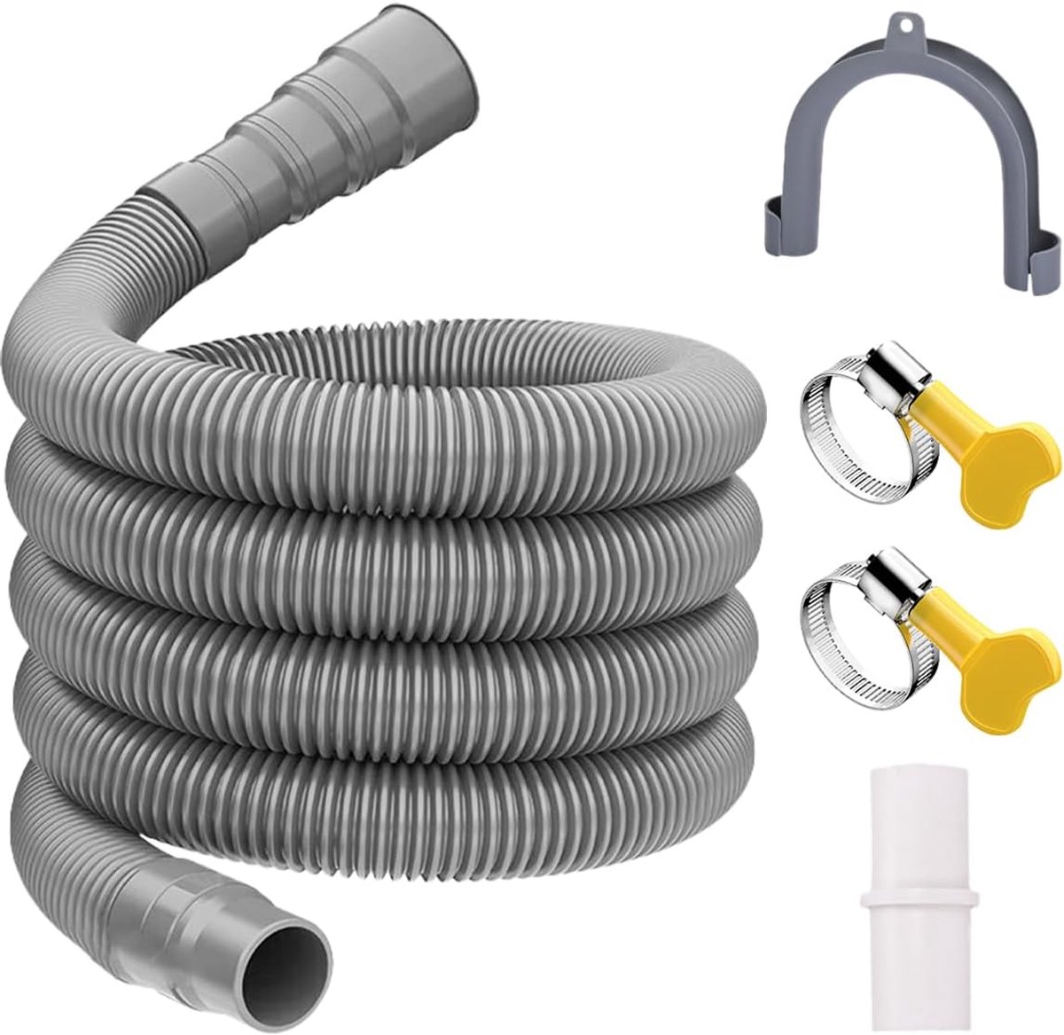 Afvoerslang voor wasmachine 1,5 m - verlengslang met U-houder - compleet met slangklemmen - eenvoudig te installeren - ShopVlot