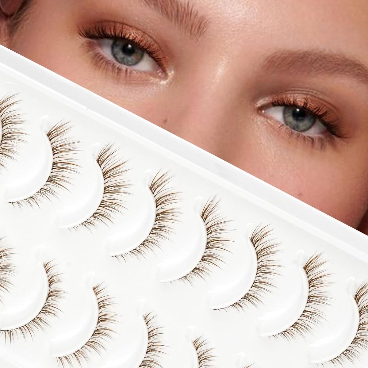 Valse Wimpers Cat Eye - Bruine Wimpers - Natuurlijk Uiterlijk - Comfortabele Pasvorm - ShopVlot